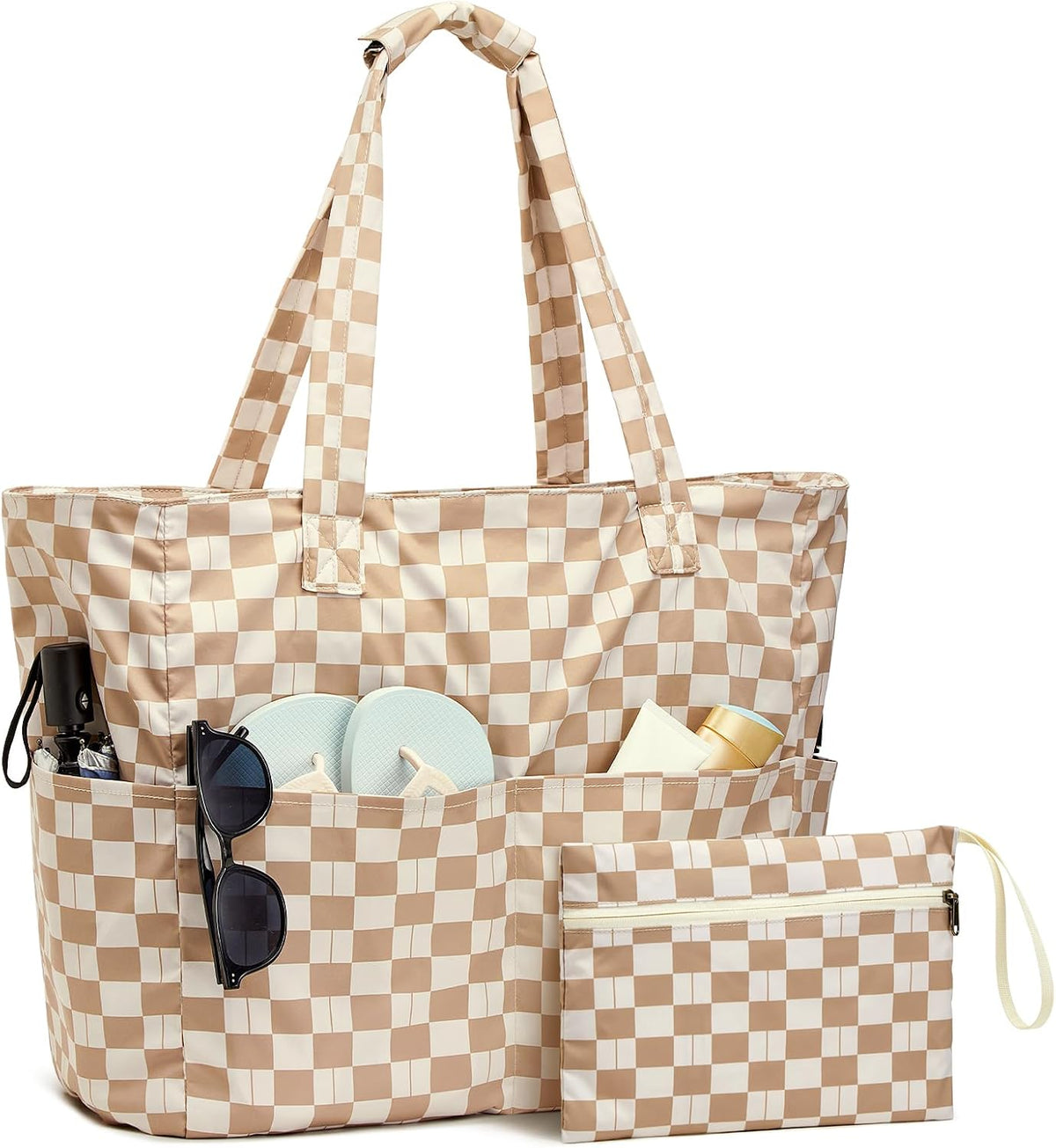 Beach Bag Waterproof and Sandproof, Foldable Beach Tote Bag with Wet Compartment, Extra Large Beach Bag for Travel