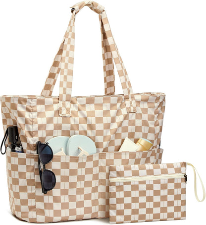 Ultimate Beach Tote Bag | Waterproof & Sandproof Large Bag with Zipper | Foldable Design for Easy Travel and Storage