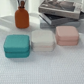 Jewelry Organizer PU Leather Velvet-Lined Removable Dividers