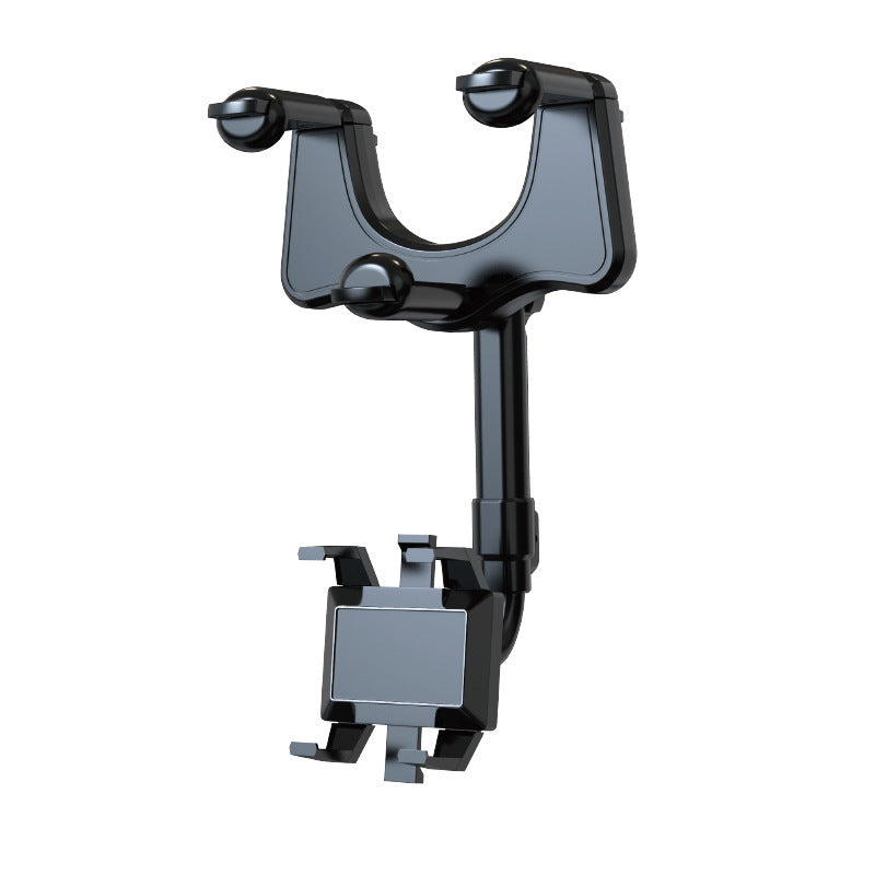 Adjustable Car Mirror Mount for Smartphones - Rotating Clip-On Device Cradle for GPS Navigation and Hands-Free Viewing While Driving