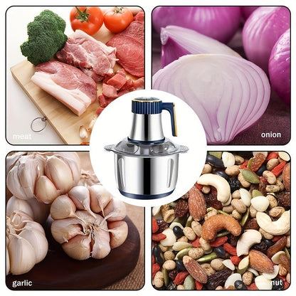 Electric Multi-Function Chopper 5 Liter Stainless Steel Bowl 6-Blade System for Meat Vegetables Herbs Onions Garlic Home Kitchen Appliance 5
