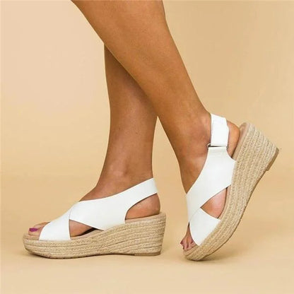 Women's Orthopedic Wedge Espadrilles with Elastic Straps – Cushioned Slip-On Summer Shoes for All-Day Comfort, Casual Outdoor Walking