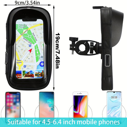 Waterproof Phone Mount for Motorcycle & Bicycle with 360° Rotation | Universal Handlebar Holder for Navigation & Music | Touch-Sensitive