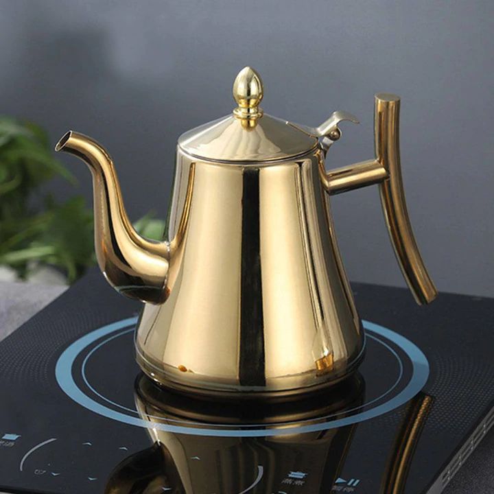 Stovetop Tea Kettle with Built-In Strainer — 1.5 Quart Stainless Steel Pot for Induction & Gas Ranges