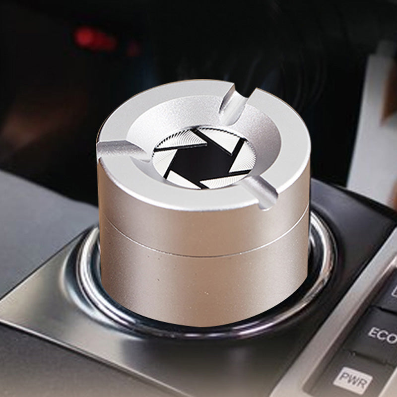 Stainless Steel Twist-Lock Ashtray for Car and Home | Odor-Sealing 360° Rotation Design Smokeless Holder