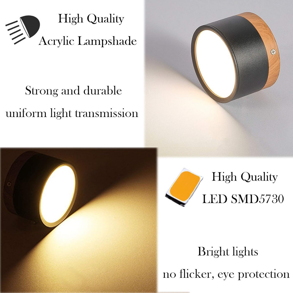 Compact LED Flush Mount Ceiling Light Fixture Wood & Metal Accent for Entryway Hallway Bedroom Kitchen 5W 7W Surface Mount Minimalist Modern