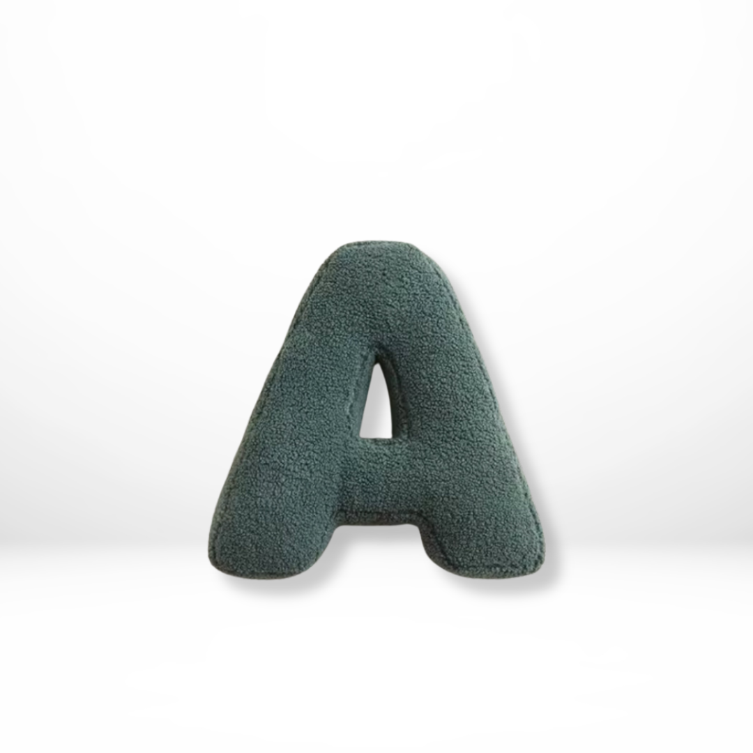 Alphabet Throw Pillow Velvet 15 x 12 Inches Monogram Accent Cushion Personalized Name Letter for Sofa Couch Bedroom Nursery Kids Room Decor