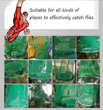 Outdoor Hanging Fly Catcher Trap with Natural Bait Compartment for Yards Barns Patios | Chemical-Free Pest Control Solution