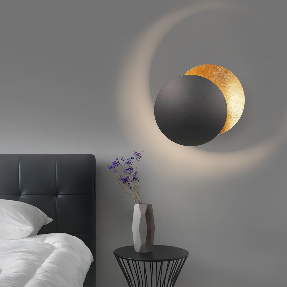 Rotating LED Wall Sconce Light Fixture – 9 in Aluminum Disc Lamp for Bedrooms, Hallways & Accent Lighting | Gold White Copper Black