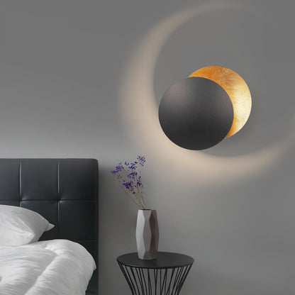Rotating LED Wall Sconce Light Fixture – 9 in Aluminum Disc Lamp for Bedrooms, Hallways & Accent Lighting | Gold White Copper Black