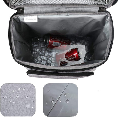 Insulated Backpack Cooler 30L Gray Hands-Free Thermal Bag for Hiking Beach Camping Picnics Keeps Food Cold 16 Hours Waterproof Daypack