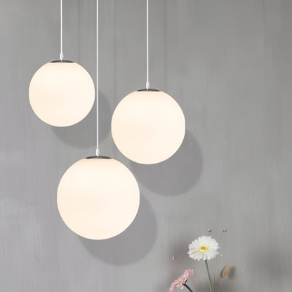 Frosted Glass Globe Hanging Light White Sphere Ceiling Fixture for Kitchen Island Dining Room Bedroom Adjustable Cord Modern Minimalist Desi