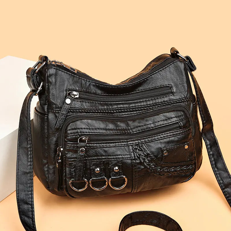 Retro-Inspired Shoulder Bag for Women – Faux Leather Crossbody Purse with Top Handle – Everyday Carryall with Interior Pockets – Classic