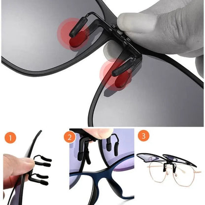 Polarized Clip-On Sunglasses for Prescription Glasses – Flip-Up Magnetic Lens Attachment UV400 Protection for Driving Outdoor Activities Eye