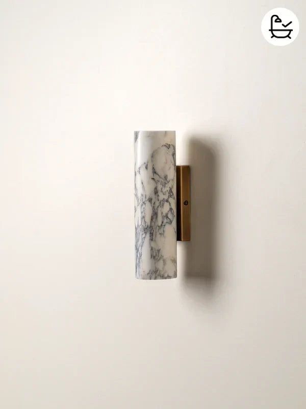 Natural Marble Sconce Dual Beam Design for Vanity Mirror Accent Hallway Bath Dimmable G9 LED Socket 9.4 Inch Height Stone Finish