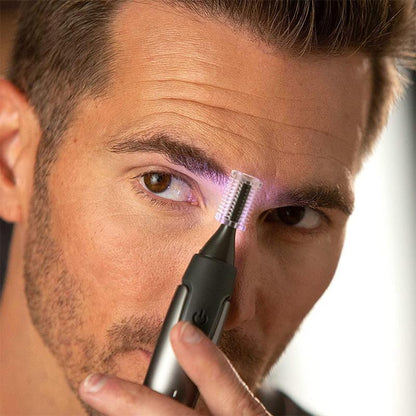 Precision Eyebrow Trimmer with LED Light – Ultra-Slim Electric Detail Shaver for Brows, Nose & Ears – Cordless Facial Hair Remover with