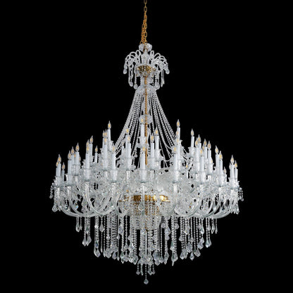 Grand Tiered Crystal Chandelier 35-90 Bulbs Dimmable LED Foyer Statement Lighting for High Ceilings Entryway Staircase Hotel Lobby