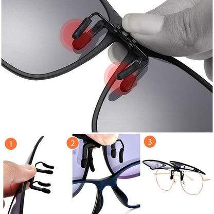 Polarized Flip-Up Clip-On Sunglasses for Prescription Glasses | UV400 Protection | Lightweight Magnesium Alloy | Driving Fishing Outdoor | M