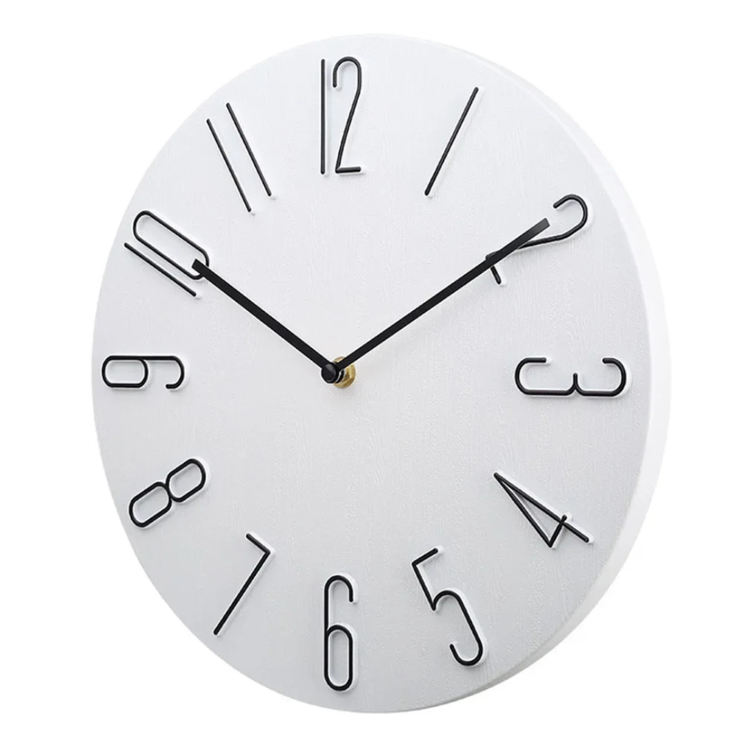 12-Inch Modern Minimalist Wall Clock Silent Quartz Movement ABS Frame Contemporary Round Timepiece for Living Room Bedroom Office Kitchen
