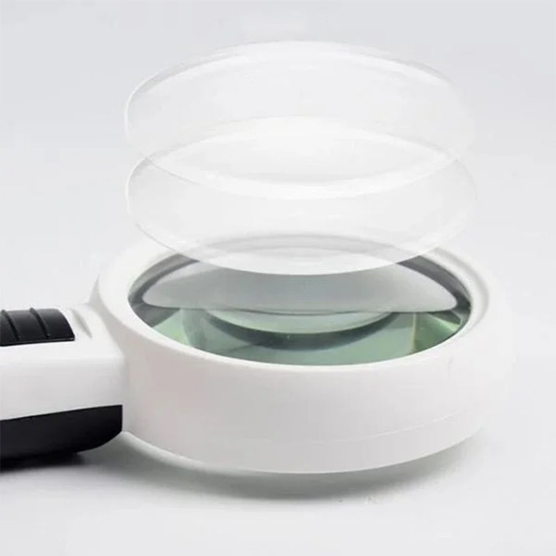 Illuminated Desktop Magnifier with 30X Magnification and 12 LED Lights for Reading Small Print, Labels, Books, Maps, Coins, Jewelry, Hobbies