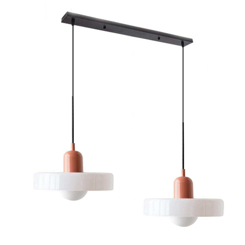Dual-Shade Glass Hanging Light Fixture G9 Socket 14 Inch Ceiling Mount for Kitchen Island Dining Table Living Room Modern Overhead Lighting