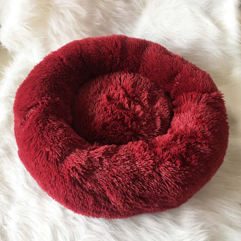 Round Plush Pet Bed with Raised Rim for Dogs & Cats | Anti-Anxiety Donut Cushion for Small Medium Large Pets | Machine Washable