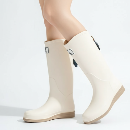 Women's Waterproof Rain Boots Mid-Calf – Slip-On PVC Wellington Boots for Wet Weather, Mud & Garden