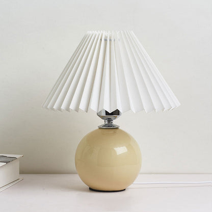 Ceramic Accent Lamp with Fabric Shade 11x9.5 in E26 Socket for Nightstand Desk Study Room Reading Light Modern Home Decor