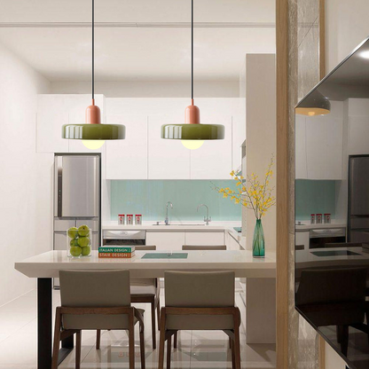 Colored Glass Drop Fixture G9 Socket 15W Mid-Century Style Overhead Illumination for Counter Island Breakfast Nook Eating Area Vibrant Tinte