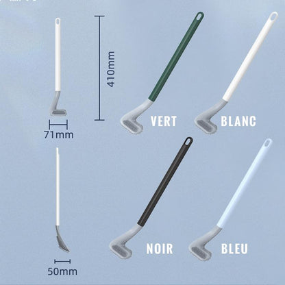 Long-Handle Toilet Brush with Triangular Head for Deep Bowl Cleaning – Wall-Mount Holder Included – Scratch-Free TPR Bristles for Bathroom