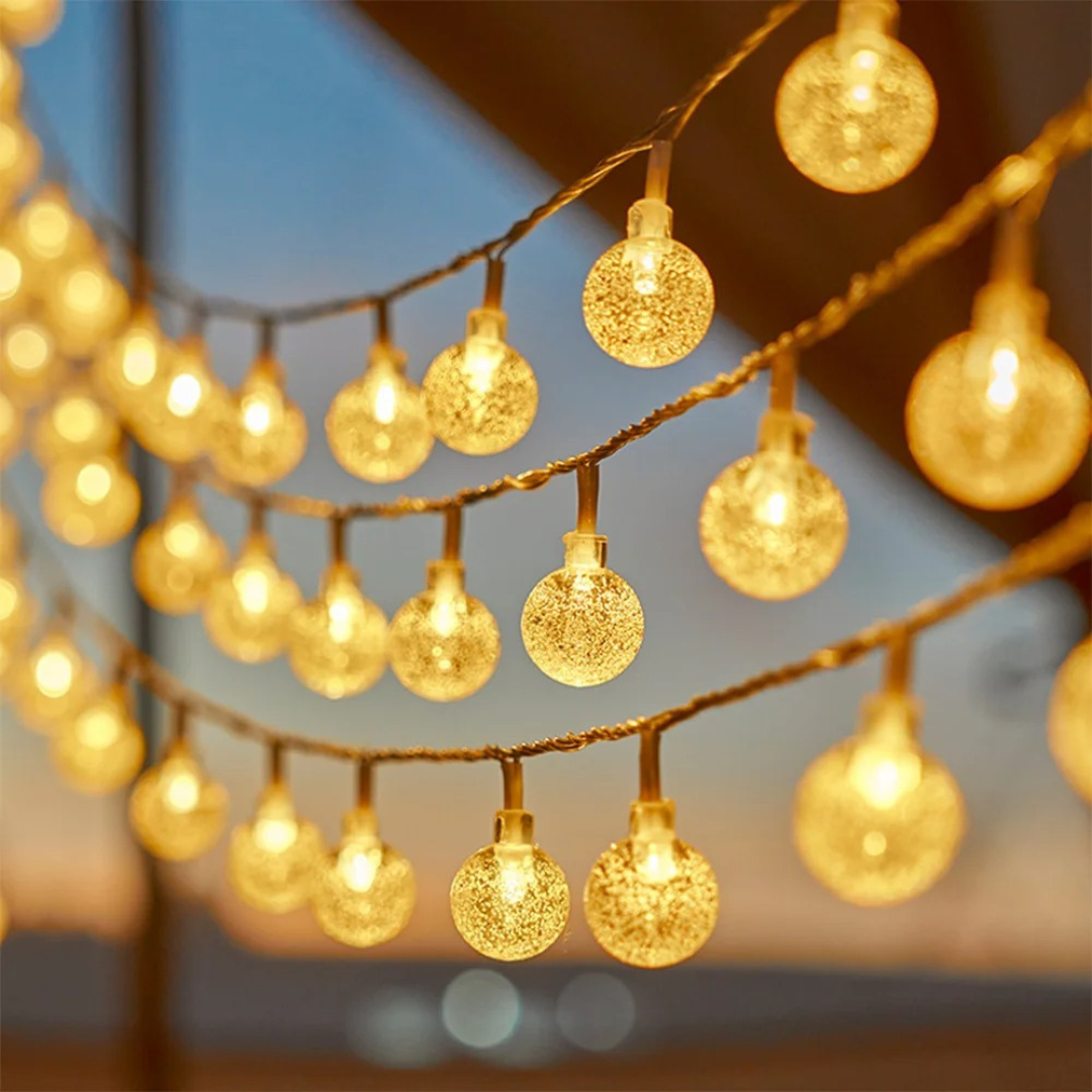 Solar String Lights Outdoor Waterproof 33ft LED Globe Fairy Lights for Patio Garden Camping Party Deck Yard Warm White Glow Wireless