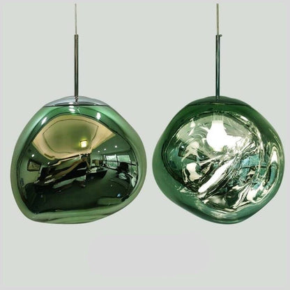 Reflective Globe Hanging Light Fixture Adjustable Height E27 Socket for Kitchens Dining Rooms | Modern Orb Ceiling Lamp Chrome Gold Glass