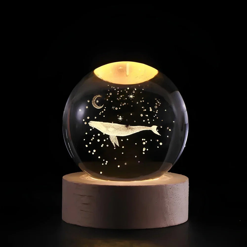 Cosmic Crystal Ball Night Light with LED Color Display | 25 Space Designs | USB Powered Galaxy Sphere Lamp for Bedroom, Living Room & Gift