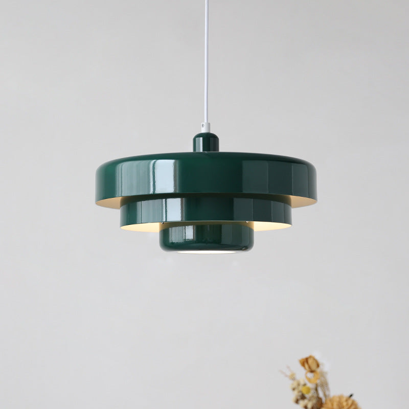 Round Metal Pendant Light 14-Inch Industrial Farmhouse Ceiling Fixture for Kitchen Island Dining Room Bedroom E26 Socket Green Orange