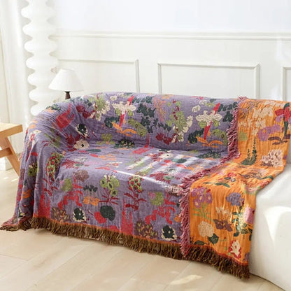Brenley Floral Blanket - Cotton, Lightweight, Reversible Design