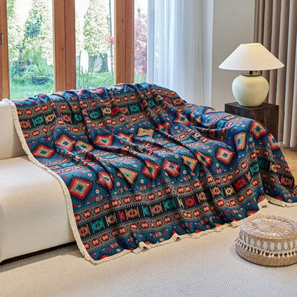 Noble Boho Sofa Cover - Colorful Chenille, Vintage Design, Dustproof
