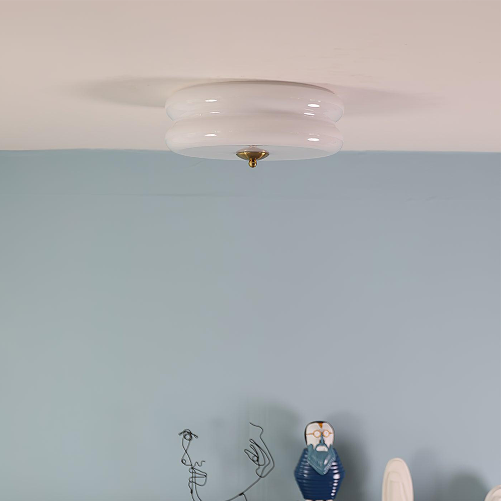 Flush Mount LED Fixture with Adjustable Color Temperature Glass Shade 13 in Diameter for Bedroom Living Room Dining Room Modern Art Deco Sty