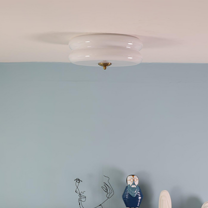 Flush Mount LED Fixture with Adjustable Color Temperature Glass Shade 13 in Diameter for Bedroom Living Room Dining Room Modern Art Deco Sty