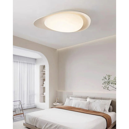 Organic Resin LED Flush Mount Light Green Beige for Bedroom Living Room Dining Room Modern Overhead Lighting Nature-Inspired