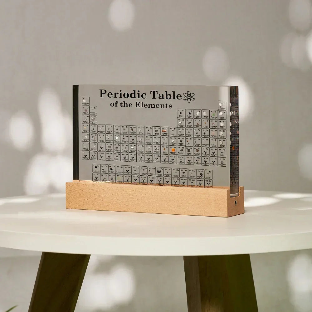 Acrylic Chemistry Element Cube with 83 Real Specimens for STEM Learning Desk Decoration Home Office Lab Classroom