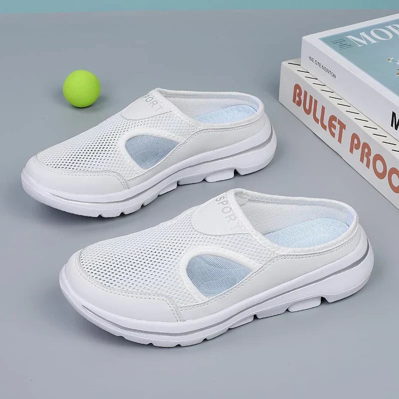 Breathable Mesh Slip-On Slippers with Cushioned Footbed for Men – Open-Back Design for Indoor & Outdoor Wear