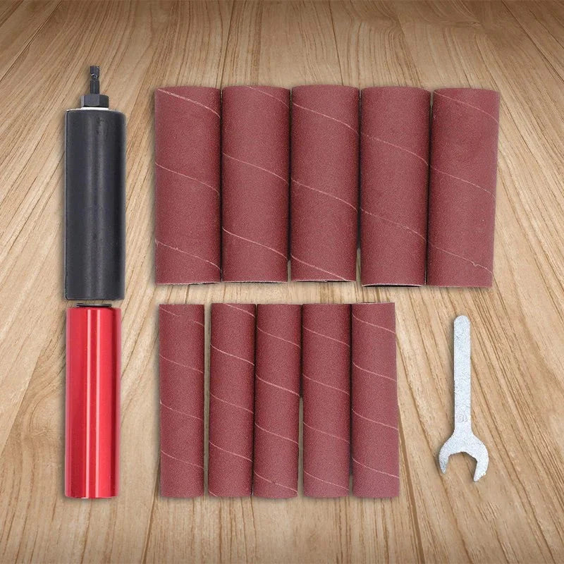 Drum Sander Adapter Kit for Drill - Multi-Surface Spindle Sanding and Polishing Tool with 10 Sandpaper Sleeves for Wood Metal Plastic - Work