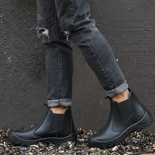 Steel Toe Work Boots with Arch Support & Cushioned Insole for Construction & Warehouse