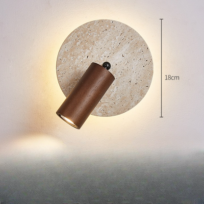 Rotatable Travertine Stone Sconce 7 Inch Adjustable Bedside Reading Light Warm LED Wall Mount Task Lighting Fixture for Bedroom Living Room