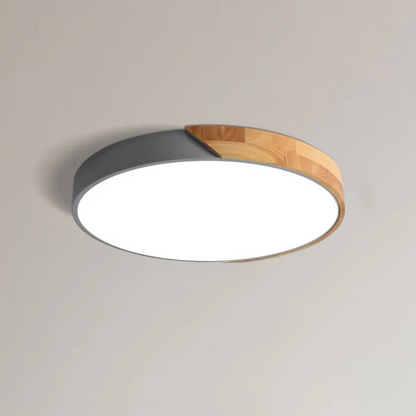 Round Wood & Acrylic LED Ceiling Light – Scandinavian Flush Mount for Bedroom, Living Room & Hallway