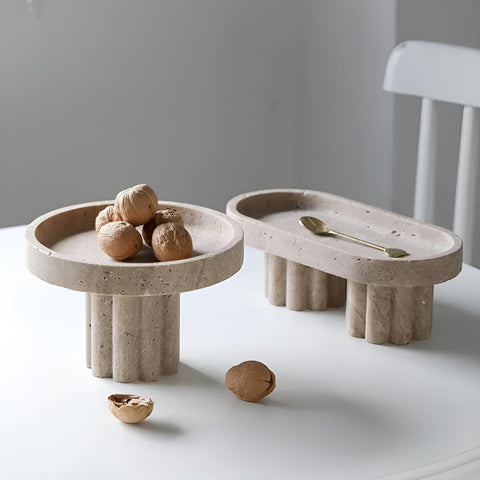 Pietra Decorative Tray for Coffee Table - Natural Travertine, Elegant Design