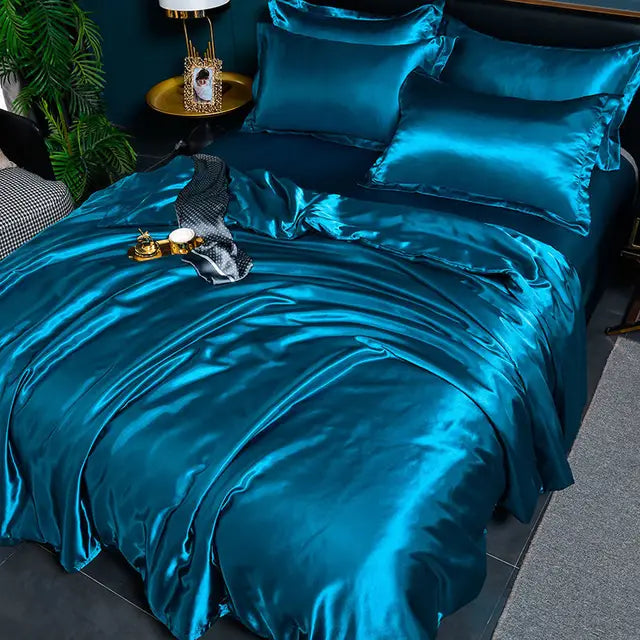 Satin Duvet Cover Set with Pillowcases Smooth Silky Bedding Full Queen King for Bedroom Decor Soft Luxury Comforter Cover Machine Washable