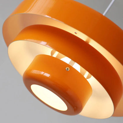Hanging Iron Ceiling Fixture 14 Inch Layered Shade Height-Adjustable for Kitchen Dining Room Bedroom Modern Retro Downlight E27 Socket