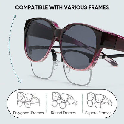 Polarized Over-Prescription Sunglasses Cat-Eye Style UV400 Protection Lightweight Flexible Frame for Outdoor Driving Fishing
