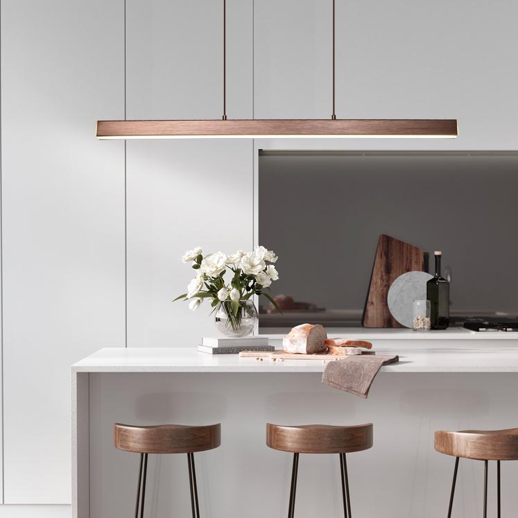 Linear LED Pendant Light Metal Frame Acrylic Diffuser Contemporary Dining Room Kitchen Island Ceiling Fixture Dimmable Modern Hanging Lamp